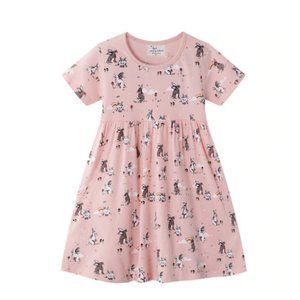 Bunny Rabit Girls Pink Short Sleeve Easter Dress